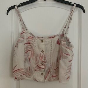 Abercrombie & Fitch Pink and White Plant / Floral Crop Top Women's Medium / M